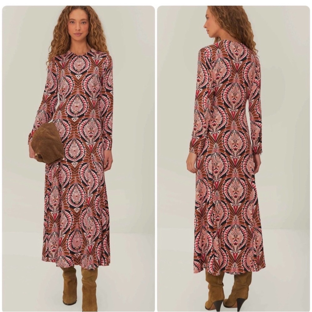 FARM Rio Pineapple Jewelry Long Sleeve Maxi Dress Women’s Large - Picture 8 of 9
